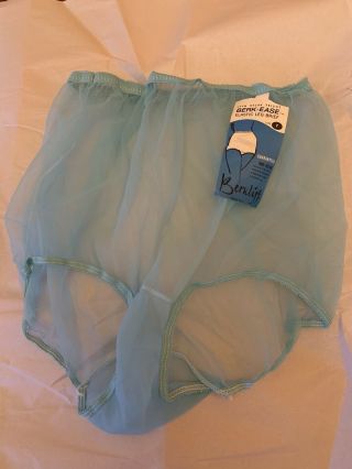 Vtg Berkliff 50’s Pin - Up Blue Nylon Tricot Panties Briefs Nylon Gusset Sz 7 Nwt