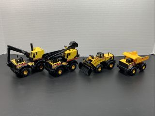 4 Tonka Mighty Mini Vintage Yellow Trucks 728,  748,  758,  768 1998 Maisto Hasbro