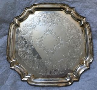 Butler Vintage English Silver Plated Ornate Tea Serving Tray