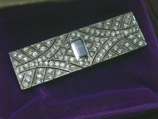 Vintage Antique Art Deco French Silver Hallmarked Paste Brooch Pin Hn Mark 22g,