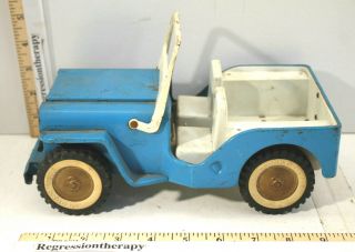 Vintage Tonka Blue White Jeep Jeepster Plastic Pressed Metal Toy