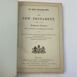 Antique Vintage Pocket Paragraph Testament Bible Religion Book 1890s Leather