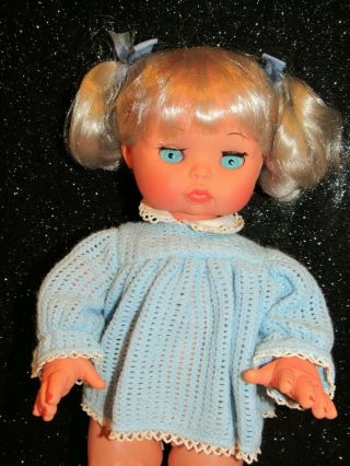 Vintage 13 " Furga Doll Platinum Blonde W/super Long Lashes Gorgeous