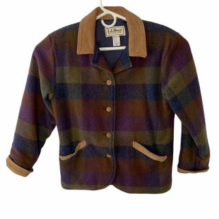 Vintage Ll Bean Southwestern Color Block Wool Blend Coat Jacket Womens Small