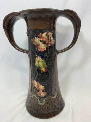Antique/vintage Bretby Cloisonné Art Nouveau Two Handled Vase 29cm Tall