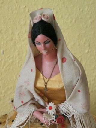 Vintage Marin Chiclana Spanish Lady sitting Costume Doll.  Measurements are 44cm 2