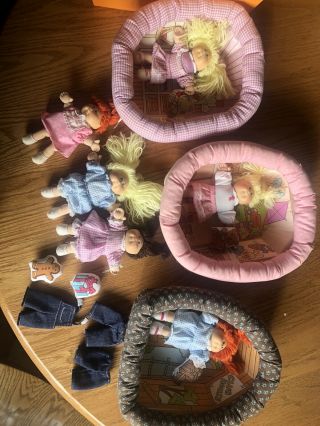 Vintage - 3 - Cabbage Patch Kids Pin Ups,  Mini Dolls,  Pillows & Clothes