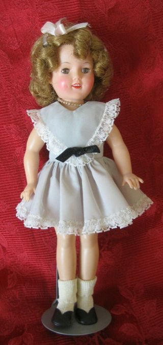 Vintage 1950s 12 " Ideal Shirley Temple Doll St 12 Blue Dress,  Necklace W/stand