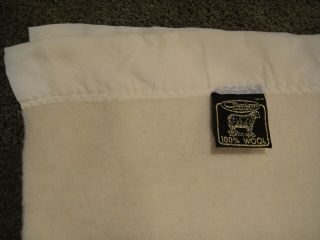 Vintage Chatham 100 Wool Blanket 86 " X 94 " Ivory White,  Satin Trim Usa