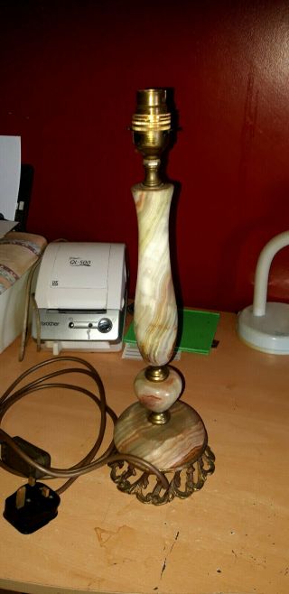Vintage Classical Heavy Onyx And Brass Table Lamp 1.  6 Kilo