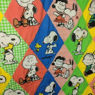 Vintage Snoopy Peanuts Bed Cover Comforter Blanket Twin Padded 2