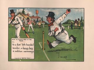 1905 Antique Print - Crombie Laws Of Cricket - How To Place Men In The Field