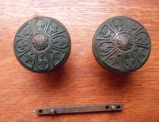 Antique Dark Bronze Fancy Victorian Vernacular Doorknobs By Norwalk C1885