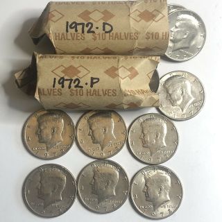 2 Rolls 1972 P & D Kennedy Half Dollar 50 Cent Us Coin 40 Circulated Coins