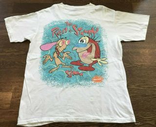 Vintage Ren And Stimpy T - Shirt 1991 Single Stitch Nickelodeon Large