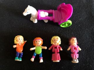 1994 Vintage Polly Pocket Magical Mansion Bluebird 4?dolls,  Horse Carriage