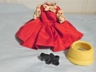 Vintage Red Polka Dot Dress,  Hat,  Shoes For Madame Alexander Cissette