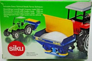 1:32 Siku 2050 Rear Mounted Bogballe Fertilizer Spreader For Farm Tractors Mib