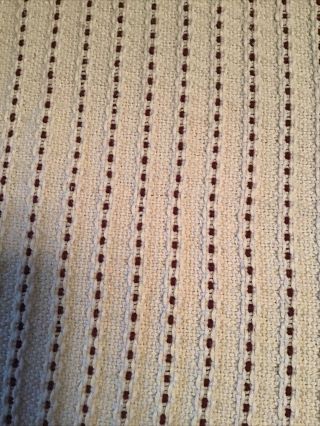 Vintage Bates Woven Bedspread striped ecru burgundy twin/full 3