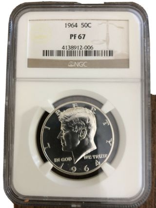 1964 Kennedy Half Dollar.  Pf 67.  Proof.  Unc.  90 Silver.