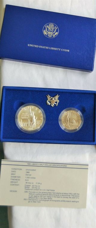 1993 Bill Of Rights Uncirculated Silver Dollar Commemorative 2 Coin Set