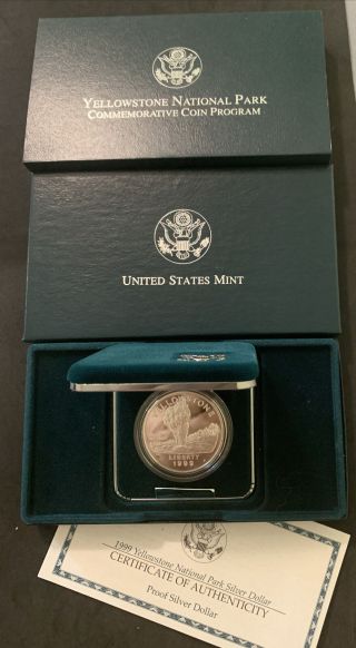 1999 Yellowstone National Park Commemorative Proof Silver Dollar Coin