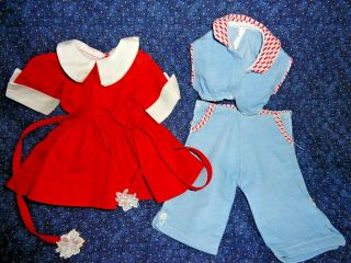 Vintage Tagged Terri Lee Red School Dress & After School Play Outfit - Excel Cond