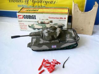 Vintage Corgi 901 Centurion Mk3 Tank & Rare Inner Packing,  Shells 1973