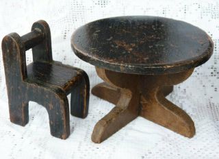 Vintage rustic miniature wooden furniture for dolls house ? 3