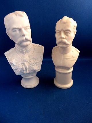 Antique Early 20thc Goss Style Parian Busts Of Lord Kitchener - Wwi