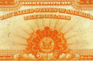 Hgr Sunday 1922 $10 Blazing ( (gold Certificate))  Appears Ch - Gem Uncirculated