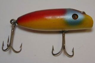 Rare Old Vintage 1950s Pflueger Rainbow Wood Fishing Lure Glass Eye Fishing Lure