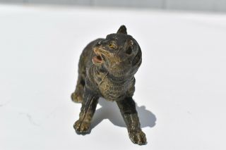 SMALL ANTIQUE COLD PAINTED CAST METAL SPELTER CAT FIGURINE 3