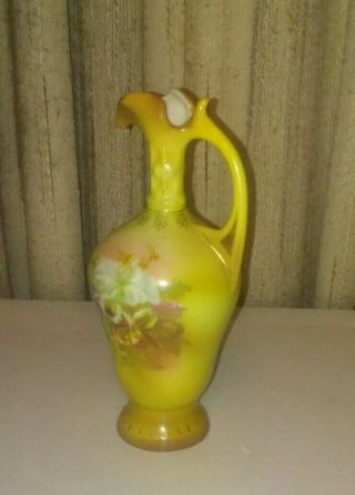 Antique Art Nouveau Royal Wettina R H Austria Floral Porcelain Vase 8 " Ewer Vtg