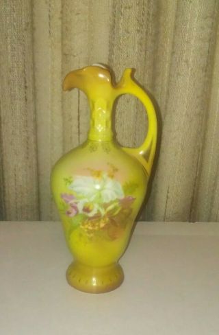 Antique Art Nouveau Royal Wettina R H Austria Floral Porcelain Vase 8 