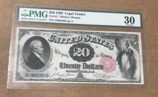 1880 $20 Legal Tender United States Note Fr 141 Vf 30 Pmg,  Note.