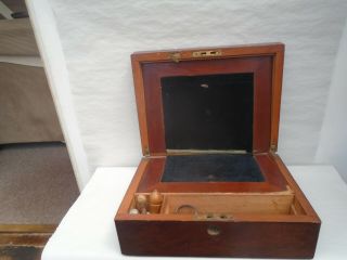 Antique Mahogany Writing Slope Box With Odds & Ends Attic Find Box Look