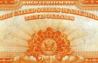 Hgr Sunday 1922 $10 Blazing ( (gold Certificate))  Very