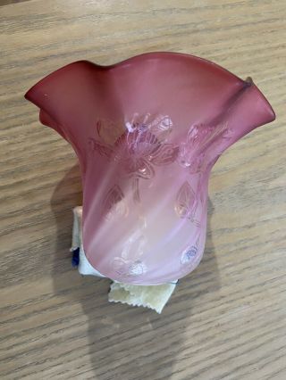Antique Vintage Art Deco Pink Etched Tulip Light Lamp Shade Glass Flute Lady