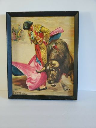 Vintage 1975 Bullfight Poster Toros Ronda Spain Print On Canvas Board
