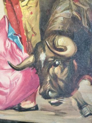 Vintage 1975 Bullfight Poster Toros Ronda Spain Print on Canvas Board 3