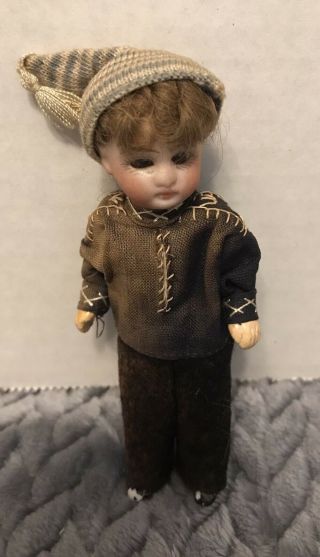 4” Antique Bisque Head German Doll Composition Body