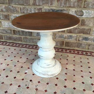 Large Wood Cake Plate Stand White Wedding Display Column Pedestal Antique Style