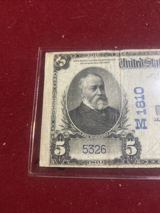 Series 1902 First National Bank Of Charles City Iowa $5 Note CH 1810 Very Rare 2