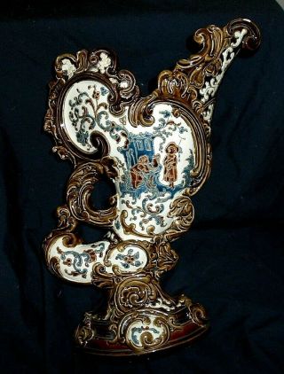 Antique Gerbing & Stephan Majolica Vase 1861 - 1900 German Pottery G - St 4530 2