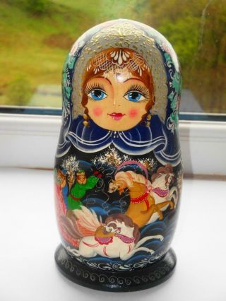 Large Wooden Wood Hand Painted Antique Vintage Matryoshka Russian Doll