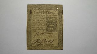 1773 Sixteen Shillings Pennsylvania Pa Colonial Currency Bank Note Bill Rare 16s