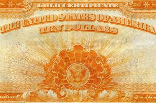 Hgr Sunday 1922 $10 ( (blazing Gold Certificate))  Only Lightly Circulated
