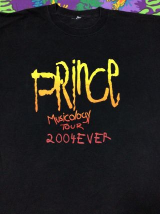 Vintage 2004 Prince Musicology Tour T - Shirt Double Sided Black Cotton