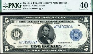 Hgr Saturday 1914 $5 Boston ( (highly Wanted Grade))  Pmg Vf - 40epq
